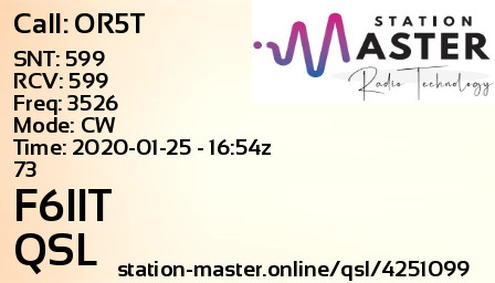 QSL Card for F6IIT QSO with OR5T