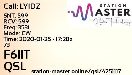 QSL Card for F6IIT QSO with LY1DZ