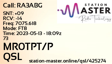 QSL Card for MR0TPT/P QSO with RA3ABG