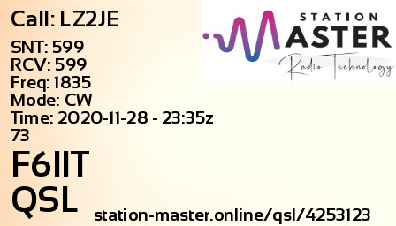 QSL Card for F6IIT QSO with LZ2JE