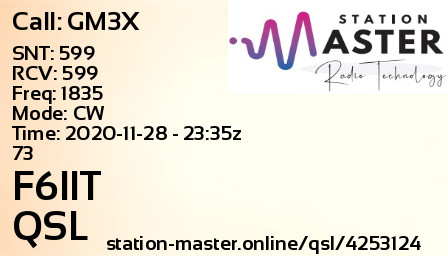 QSL Card for F6IIT QSO with GM3X