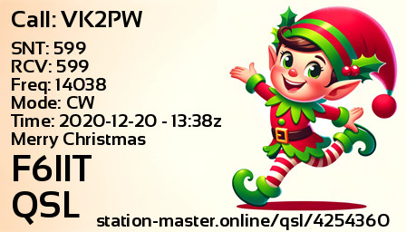QSL Card for F6IIT QSO with VK2PW