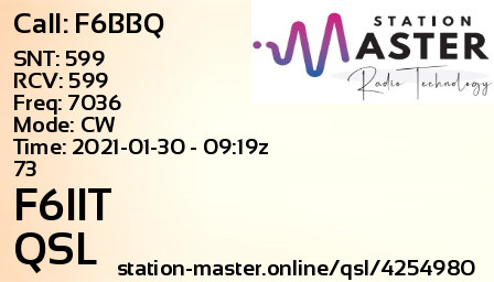 QSL Card for F6IIT QSO with F6BBQ