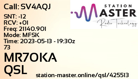 QSL Card for MR7OKA QSO with SV4AQJ