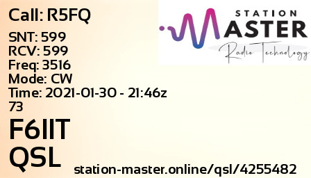 QSL Card for F6IIT QSO with R5FQ