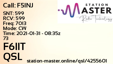 QSL Card for F6IIT QSO with F5INJ