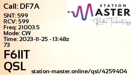 QSL Card for F6IIT QSO with DF7A