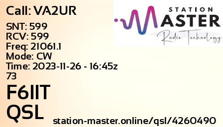 QSL Card for F6IIT QSO with VA2UR