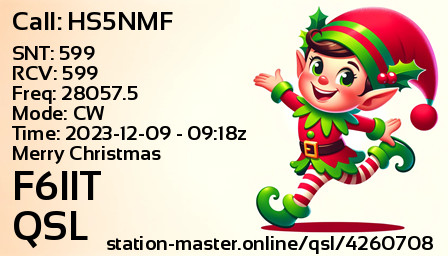QSL Card for F6IIT QSO with HS5NMF