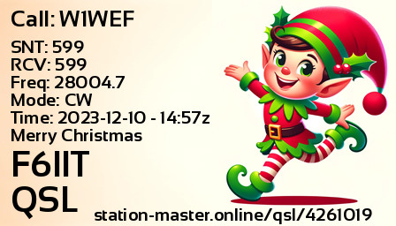 QSL Card for F6IIT QSO with W1WEF