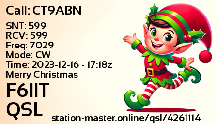 QSL Card for F6IIT QSO with CT9ABN
