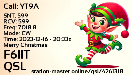 QSL Card for F6IIT QSO with YT9A