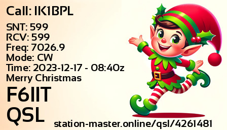 QSL Card for F6IIT QSO with IK1BPL