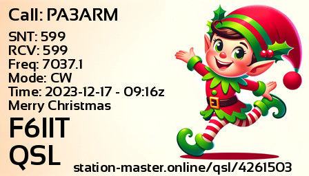 QSL Card for F6IIT QSO with PA3ARM
