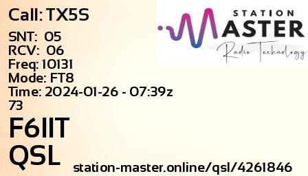QSL Card for F6IIT QSO with TX5S