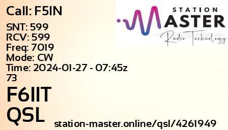 QSL Card for F6IIT QSO with F5IN