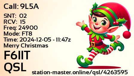 QSL Card for F6IIT QSO with 9L5A