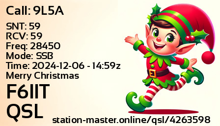 QSL Card for F6IIT QSO with 9L5A