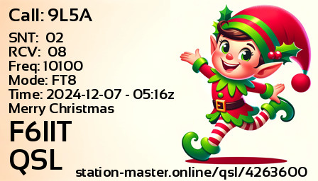 QSL Card for F6IIT QSO with 9L5A