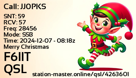 QSL Card for F6IIT QSO with JJ0PKS