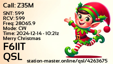 QSL Card for F6IIT QSO with Z35M