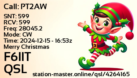 QSL Card for F6IIT QSO with PT2AW