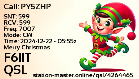 QSL Card for F6IIT QSO with PY5ZHP