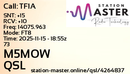 QSL Card for M5MOW QSO with TF1A