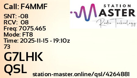 QSL Card for G7LHK QSO with F4MMF