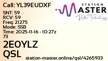 QSL Card for 2E0YLZ QSO with YL39EUDXF