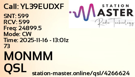 QSL Card for M0NMM QSO with YL39EUDXF