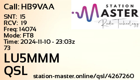 QSL Card for LU5MMM QSO with HB9VAA