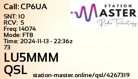 QSL Card for LU5MMM QSO with CP6UA
