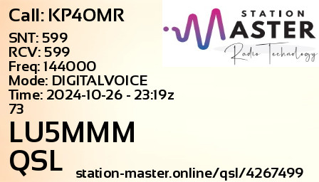 QSL Card for LU5MMM QSO with KP4OMR