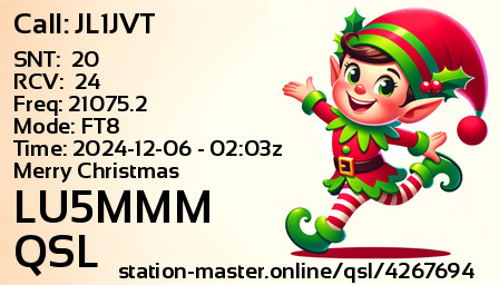 QSL Card for LU5MMM QSO with JL1JVT