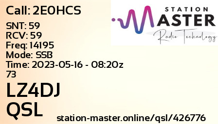 QSL Card for LZ4DJ QSO with 2E0HCS