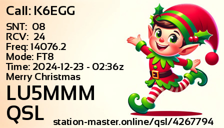 QSL Card for LU5MMM QSO with K6EGG