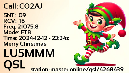 QSL Card for LU5MMM QSO with CO2AJ