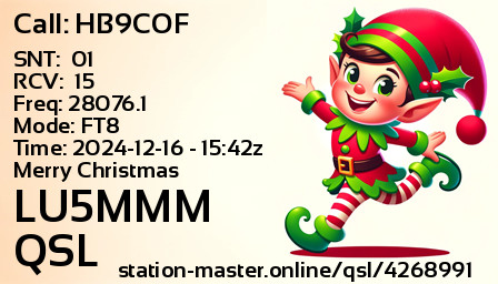 QSL Card for LU5MMM QSO with HB9COF
