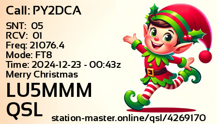 QSL Card for LU5MMM QSO with PY2DCA