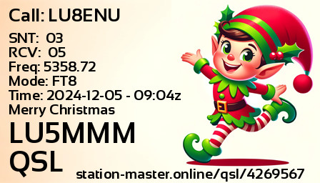 QSL Card for LU5MMM QSO with LU8ENU