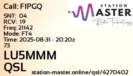 QSL Card for LU5MMM QSO with F1PGQ