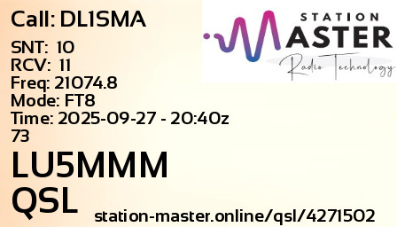 QSL Card for LU5MMM QSO with DL1SMA