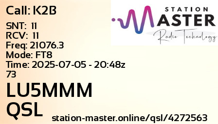 QSL Card for LU5MMM QSO with K2B