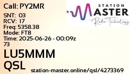 QSL Card for LU5MMM QSO with PY2MR