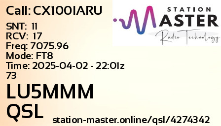QSL Card for LU5MMM QSO with CX100IARU
