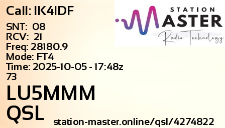 QSL Card for LU5MMM QSO with IK4IDF