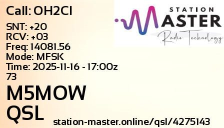 QSL Card for M5MOW QSO with OH2CI