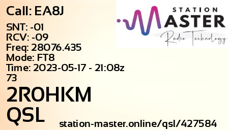 QSL Card for 2R0HKM QSO with EA8J