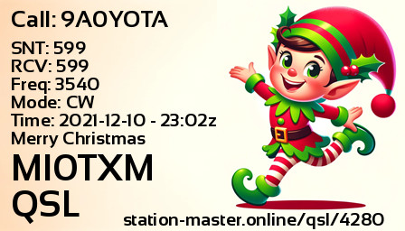 QSL Card for MI0TXM QSO with 9A0YOTA